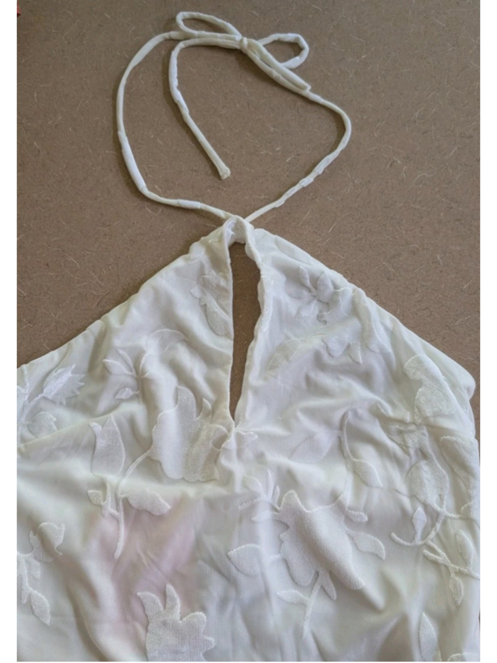 Hello Molly Maxi Dress Size 6 Eggshell Floral Embossed Halter Keyhole NWT Formal - Picture 7 of 12